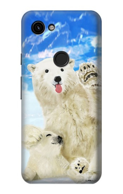 S3794 Arctic Polar Bear in Love with Seal Paint Funda Carcasa Case para Google Pixel 3a