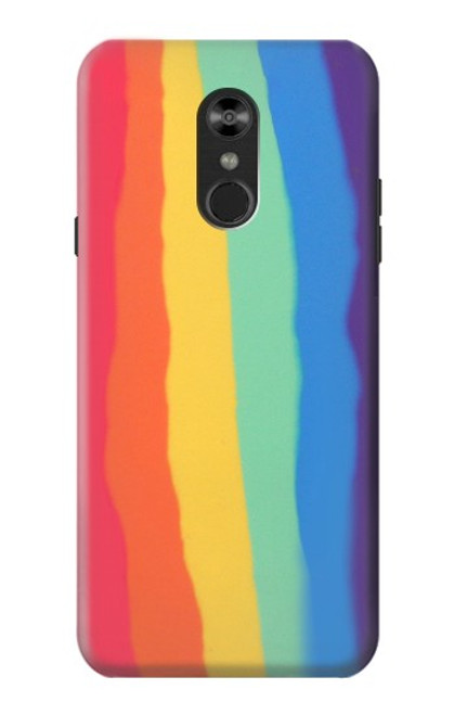 S3799 Cute Vertical Watercolor Rainbow Funda Carcasa Case para LG Q Stylo 4, LG Q Stylus