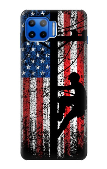 S3803 Electrician Lineman American Flag Funda Carcasa Case para Motorola Moto G 5G Plus