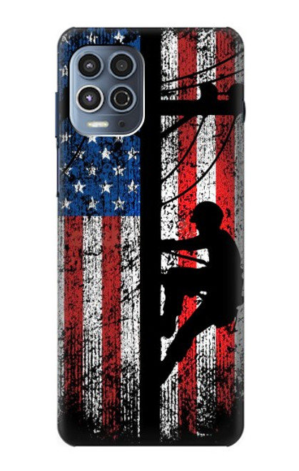 S3803 Electrician Lineman American Flag Funda Carcasa Case para Motorola Moto G100