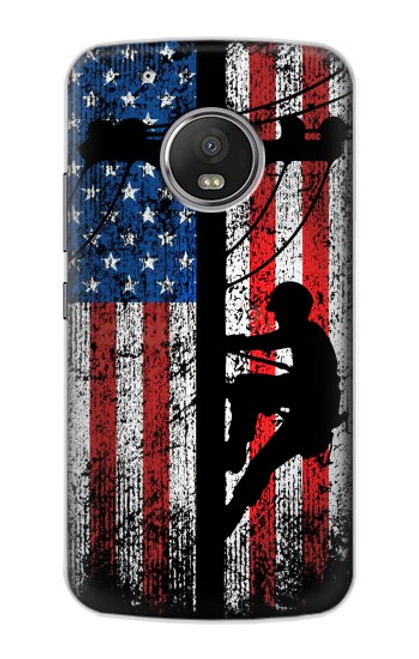 S3803 Electrician Lineman American Flag Funda Carcasa Case para Motorola Moto G5 Plus