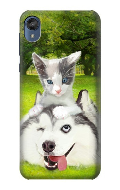 S3795 Grumpy Kitten Cat Playful Siberian Husky Dog Paint Funda Carcasa Case para Motorola Moto E6, Moto E (6th Gen)
