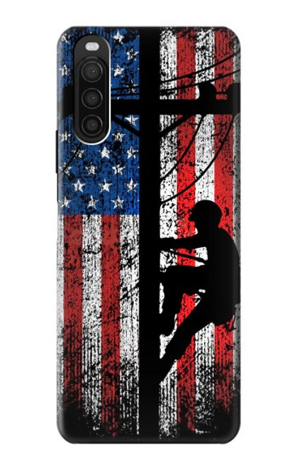 S3803 Electrician Lineman American Flag Funda Carcasa Case para Sony Xperia 10 III