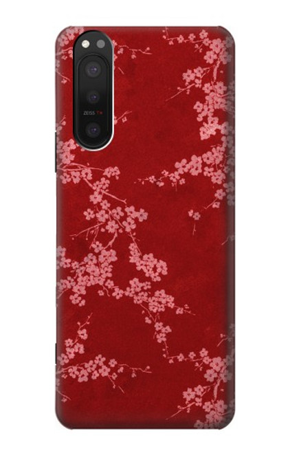 S3817 Red Floral Cherry blossom Pattern Funda Carcasa Case para Sony Xperia 5 II