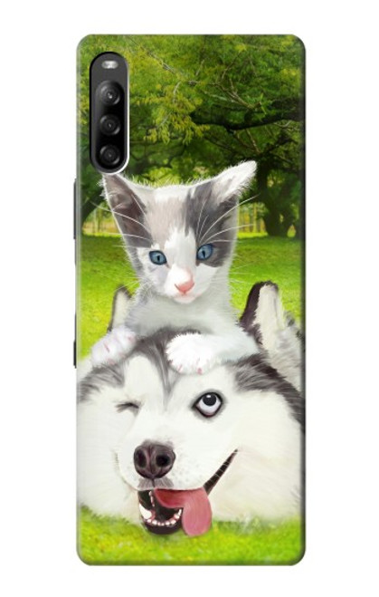 S3795 Grumpy Kitten Cat Playful Siberian Husky Dog Paint Funda Carcasa Case para Sony Xperia L4