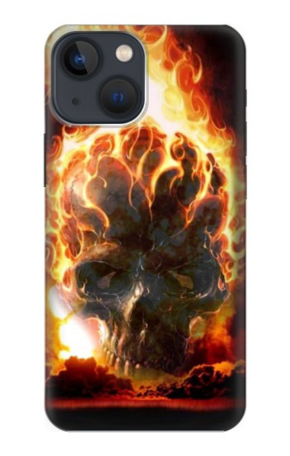 S0863 Hell Fire Skull Funda Carcasa Case para iPhone 13 mini