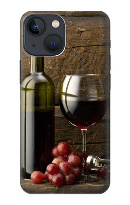 S1316 Grapes Bottle and Glass of Red Wine Funda Carcasa Case para iPhone 13 mini