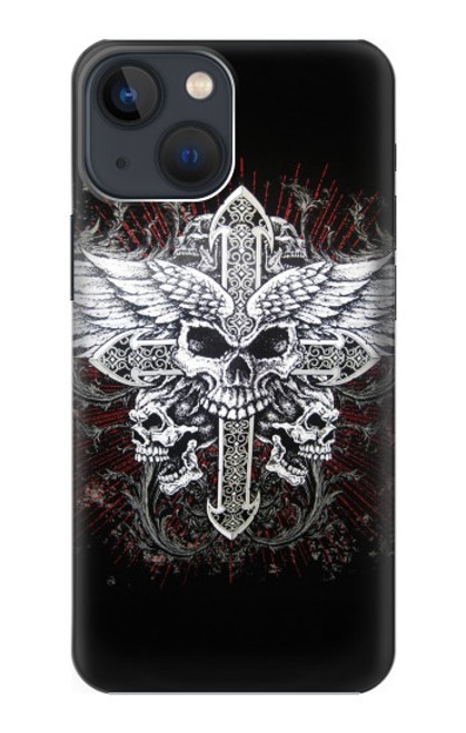 S1434 Skull Wing Tattoo Biker Funda Carcasa Case para iPhone 13
