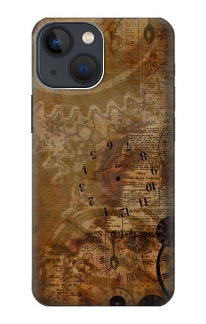 S3456 Vintage Paper Clock Steampunk Funda Carcasa Case para iPhone 13