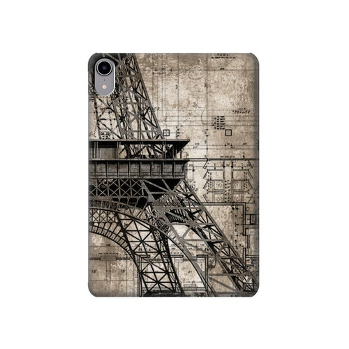 S3416 Eiffel Tower Blueprint Funda Carcasa Case para iPad mini 6, iPad mini (2021)