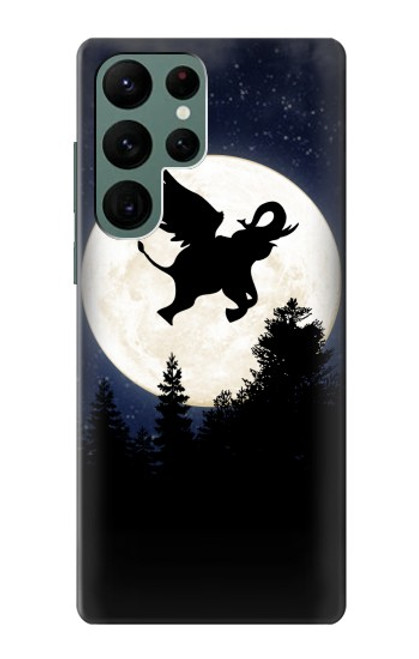 S3323 Flying Elephant Full Moon Night Funda Carcasa Case para Samsung Galaxy S22 Ultra