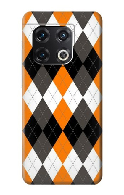 S3421 Black Orange White Argyle Plaid Funda Carcasa Case para OnePlus 10 Pro