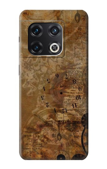 S3456 Vintage Paper Clock Steampunk Funda Carcasa Case para OnePlus 10 Pro