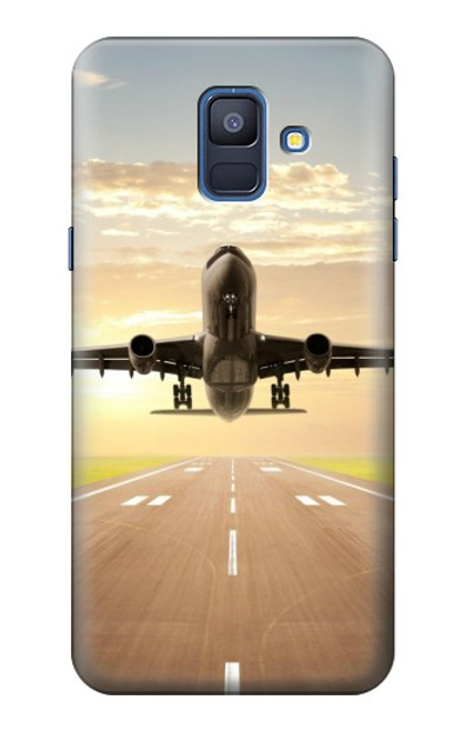 S3837 Airplane Take off Sunrise Funda Carcasa Case para Samsung Galaxy A6 (2018)