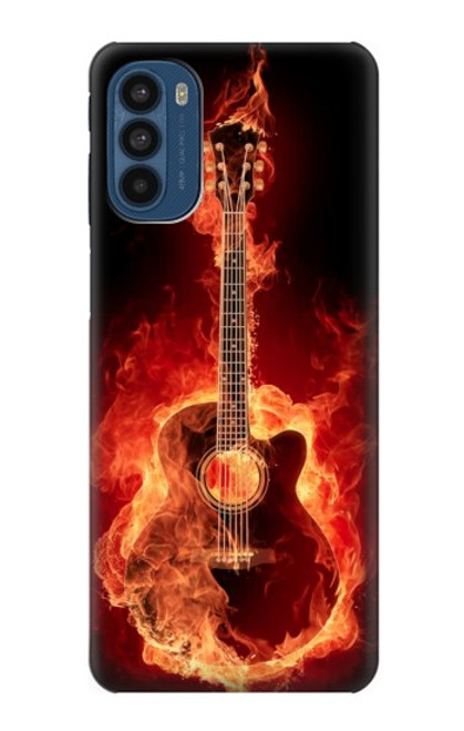 S0415 Fire Guitar Burn Funda Carcasa Case para Motorola Moto G41
