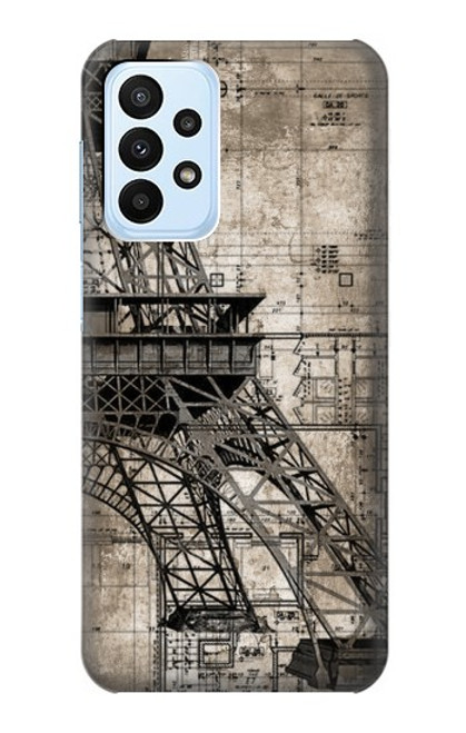 S3416 Eiffel Tower Blueprint Funda Carcasa Case para Samsung Galaxy A23