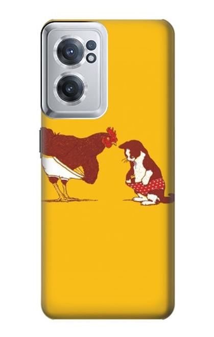 S1093 Rooster and Cat Joke Funda Carcasa Case para OnePlus Nord CE 2 5G