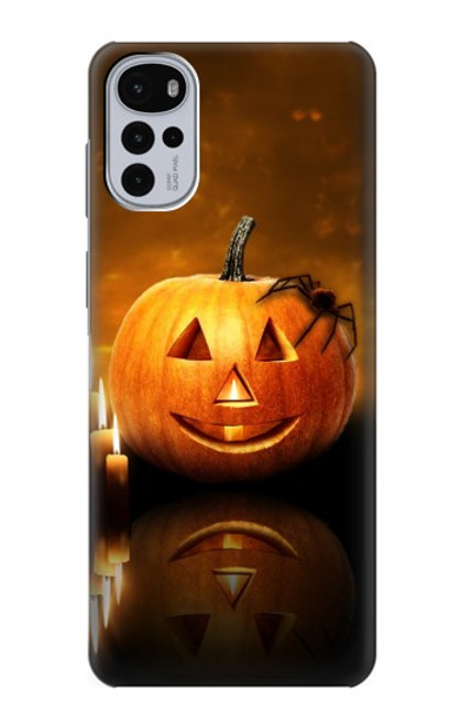 S1083 Pumpkin Spider Candles Halloween Funda Carcasa Case para Motorola Moto G22