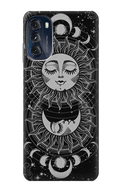 S3854 Mystical Sun Face Crescent Moon Funda Carcasa Case para Motorola Moto G (2022)