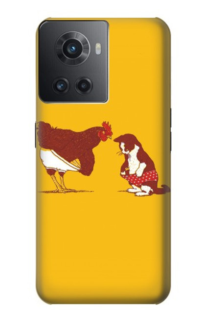 S1093 Rooster and Cat Joke Funda Carcasa Case para OnePlus Ace