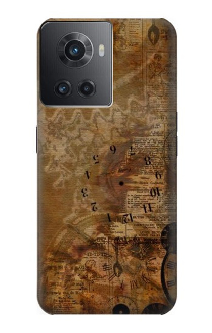 S3456 Vintage Paper Clock Steampunk Funda Carcasa Case para OnePlus 10R