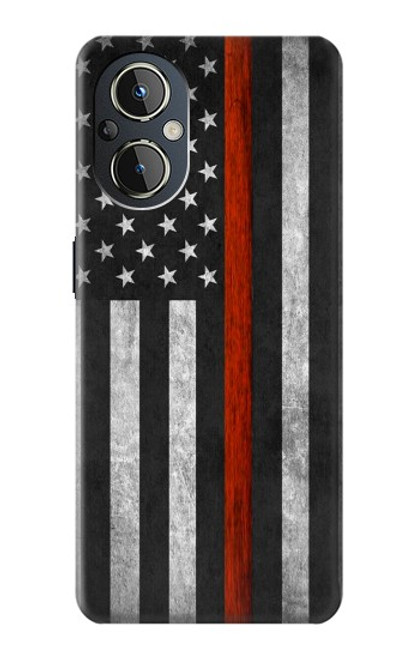 S3472 Firefighter Thin Red Line Flag Funda Carcasa Case para OnePlus Nord N20 5G