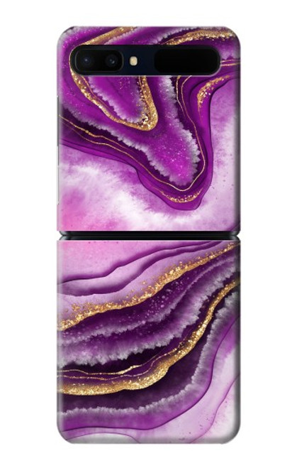 S3896 Purple Marble Gold Streaks Funda Carcasa Case para Samsung Galaxy Z Flip 5G
