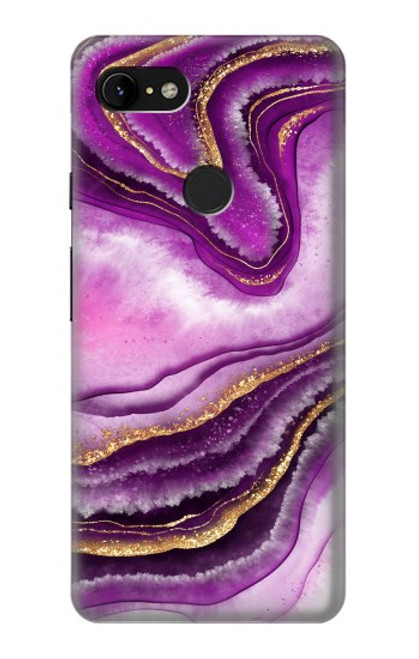 S3896 Purple Marble Gold Streaks Funda Carcasa Case para Google Pixel 3 XL