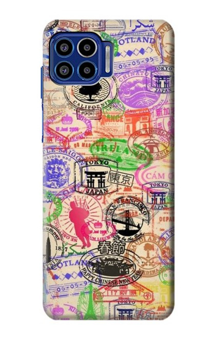 S3904 Travel Stamps Funda Carcasa Case para Motorola One 5G