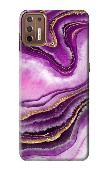 S3896 Purple Marble Gold Streaks Funda Carcasa Case para Motorola Moto G9 Plus