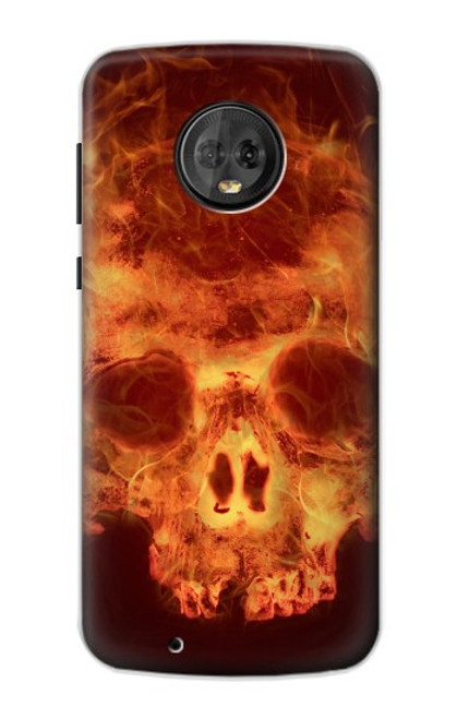 S3881 Fire Skull Funda Carcasa Case para Motorola Moto G6