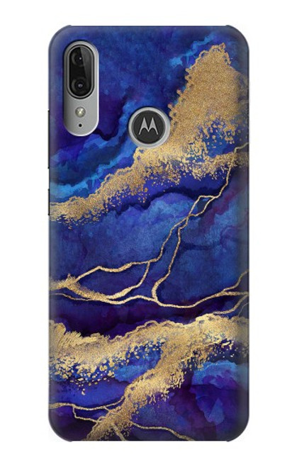 S3906 Navy Blue Purple Marble Funda Carcasa Case para Motorola Moto E6 Plus, Moto E6s