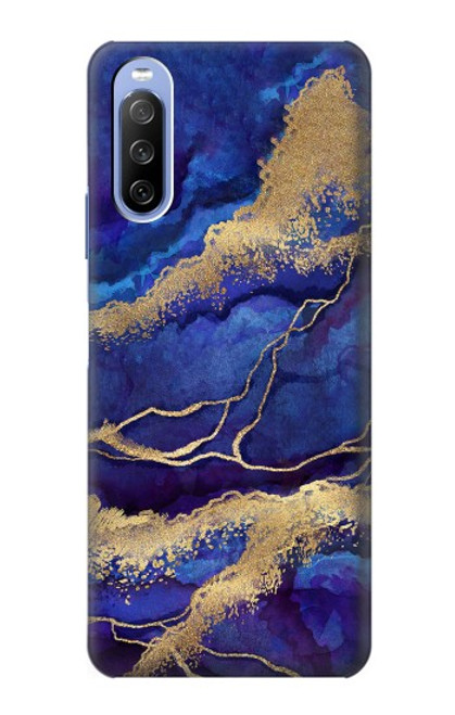 S3906 Navy Blue Purple Marble Funda Carcasa Case para Sony Xperia 10 III Lite