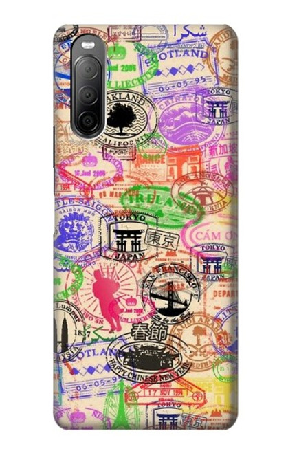 S3904 Travel Stamps Funda Carcasa Case para Sony Xperia 10 II