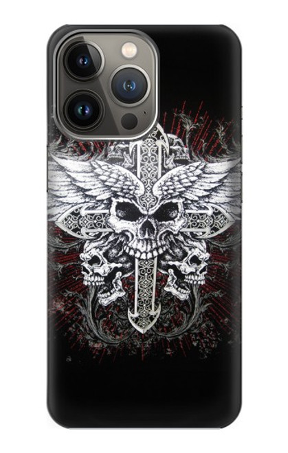 S1434 Skull Wing Tattoo Biker Funda Carcasa Case para iPhone 14 Pro