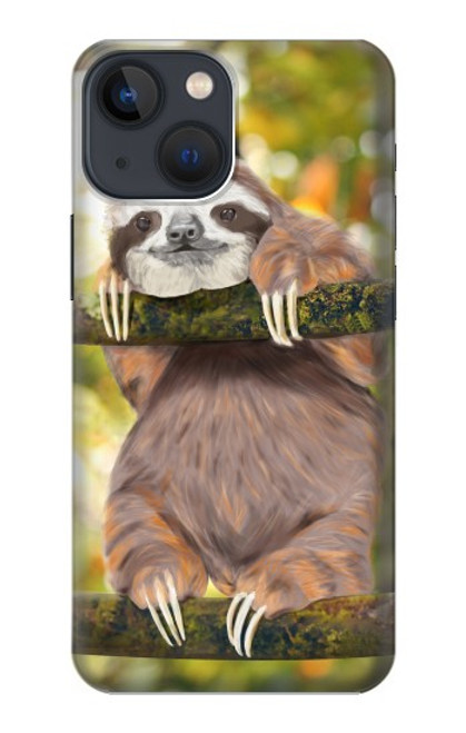 S3138 Cute Baby Sloth Paint Funda Carcasa Case para iPhone 14 Plus