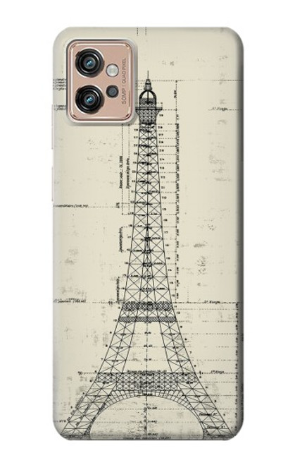 S3474 Eiffel Architectural Drawing Funda Carcasa Case para Motorola Moto G32