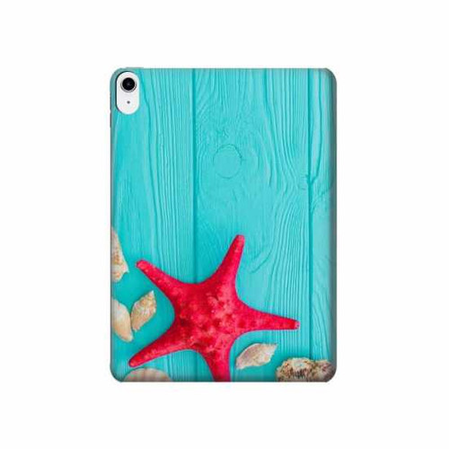 S3428 Aqua Wood Starfish Shell Funda Carcasa Case para iPad 10.9 (2022)