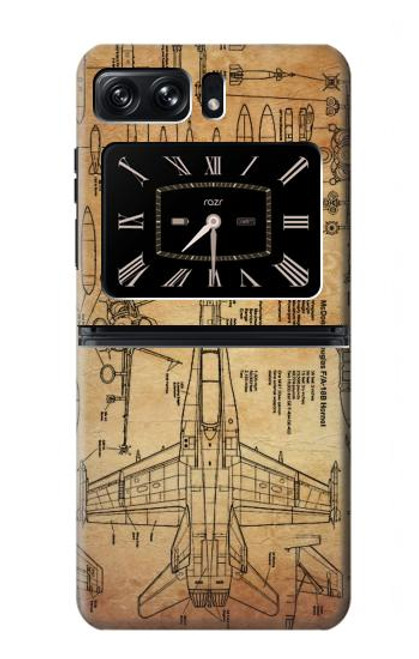 S3868 Aircraft Blueprint Old Paper Funda Carcasa Case para Motorola Moto Razr 2022