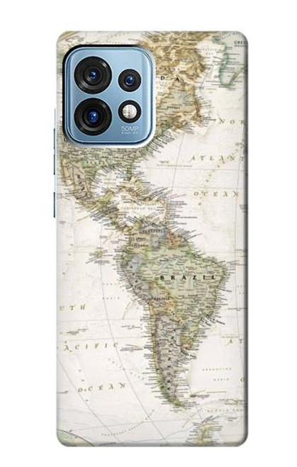 S0604 World Map Funda Carcasa Case para Motorola Edge+ (2023), X40, X40 Pro, Edge 40 Pro