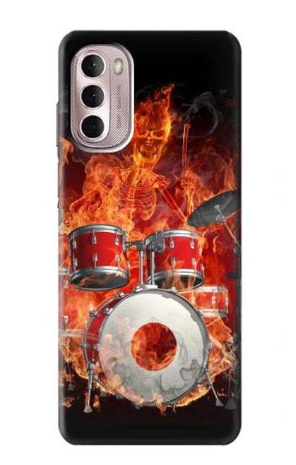 S1431 Skull Drum Fire Rock Funda Carcasa Case para Motorola Moto G Stylus 4G (2022)