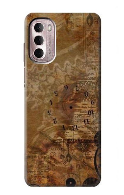 S3456 Vintage Paper Clock Steampunk Funda Carcasa Case para Motorola Moto G Stylus 4G (2022)