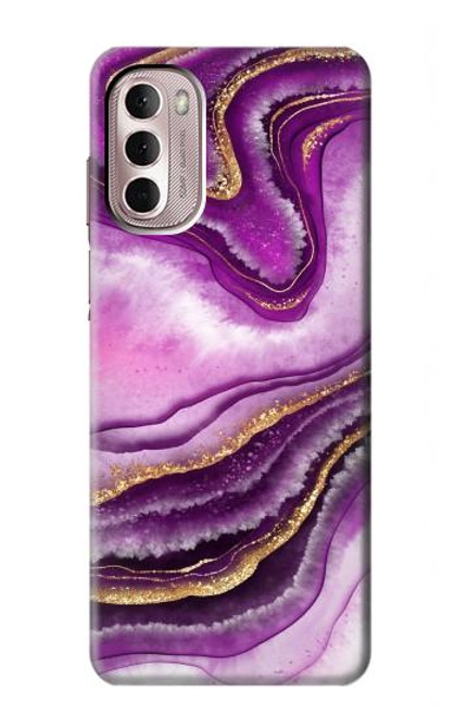 S3896 Purple Marble Gold Streaks Funda Carcasa Case para Motorola Moto G Stylus 4G (2022)