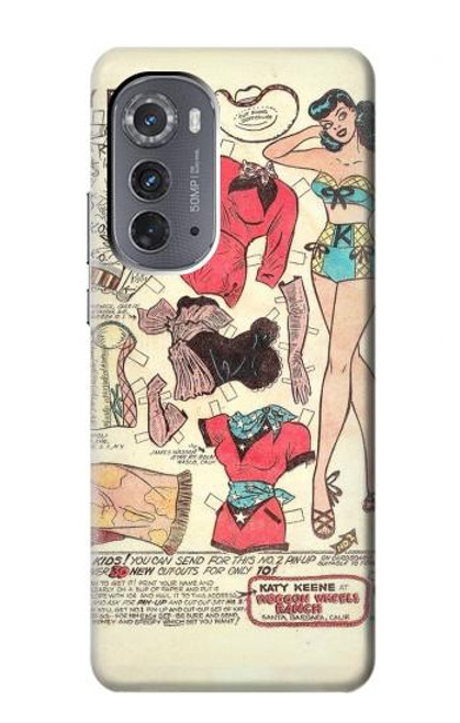 S3820 Vintage Cowgirl Fashion Paper Doll Funda Carcasa Case para Motorola Edge (2022)