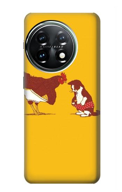 S1093 Rooster and Cat Joke Funda Carcasa Case para OnePlus 11