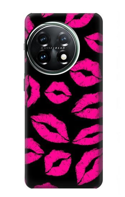 S2933 Pink Lips Kisses on Black Funda Carcasa Case para OnePlus 11