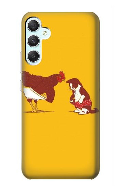 S1093 Rooster and Cat Joke Funda Carcasa Case para Samsung Galaxy A34 5G