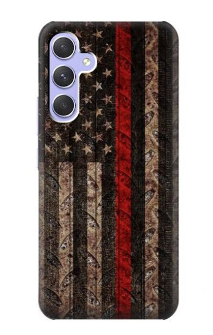 S3804 Fire Fighter Metal Red Line Flag Graphic Funda Carcasa Case para Samsung Galaxy A54 5G