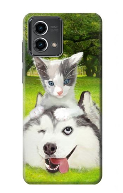 S3795 Kitten Cat Playful Siberian Husky Dog Paint Funda Carcasa Case para Motorola Moto G Stylus 5G (2023)