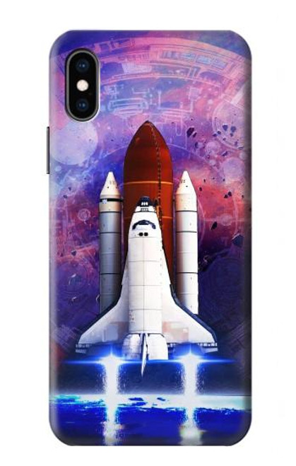 S3913 Colorful Nebula Space Shuttle Funda Carcasa Case para iPhone X, iPhone XS
